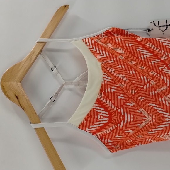 Satva orange & white athletic top size small racerback adjustable strap w/bra - Picture 2 of 9